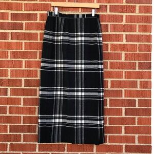womens Liz Claiborne Black white Plaid midi Skirt Liz Sport wool blend